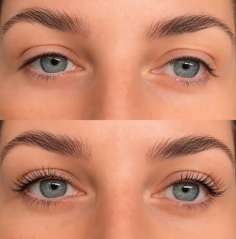 Before and after natural lash enhancement client result at GorJess Skin & Wax Studio